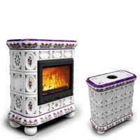 КимрПечь Изразцовый камин Медальон центральный Ирисы (топка: Ладья-700) (топка: Ладья-700)