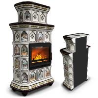 КимрПечь Керамическая печь Истра пристенный двухъярусный Звери (комплектация: Облицовка для топок Ладья-600, Antek)