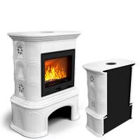 КимрПечь Прованс с дровником пристенный Белый. Печь для дома на дровах длительного горения