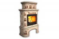 Камин КимрПечь Прованс с дровником пристенный двухъярусный Деревня