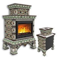 КимрПечь Изразцовая печь Кострома пристенный двухъярусный Ноябрь (топка: Ладья-700) (топка: Ладья-700)