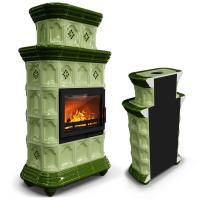 КимрПечь Керамическая печь Истра пристенный двухъярусный Олива (комплектация: Облицовка для топок Ладья-600, Antek)