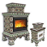 КимрПечь Изразцовая печь Кострома центральный двухъярусный Ноябрь (топка: Ладья-700) (топка: Ладья-700)