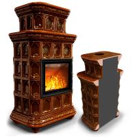 КимрПечь Керамическая печь Истра пристенный двухъярусный Каштан (комплектация: Астов-МЛ700)