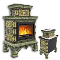 КимрПечь Изразцовая печь Кострома пристенный двухъярусный Июнь (топка: Ладья-600) (топка: Ладья-600)