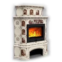 КимрПечь Прованс с дровником угловой двухъярусный Звери (топка: Ладья-600)