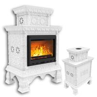 КимрПечь Изразцовая печь Кострома центральный двухъярусный Белый (топка: Ладья-700) (топка: Ладья-700)