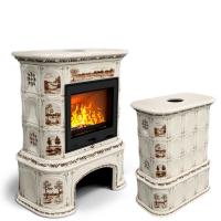 КимрПечь Прованс с дровником центральный Деревня (топка: Ладья-600)