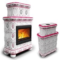 КимрПечь Изразцовый камин Медальон центральный двухъярусный Сакура (топка: Ладья-700) (топка: Ладья-700)