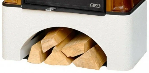 Печь-камин ABX Bavaria KI, с белым цоколем и допуском воздуха