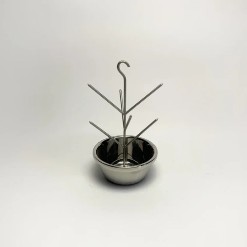 Елочка для тандыра 6 шипов с миской из нержавеющей стали (крючок) D 18/22/26/28см.