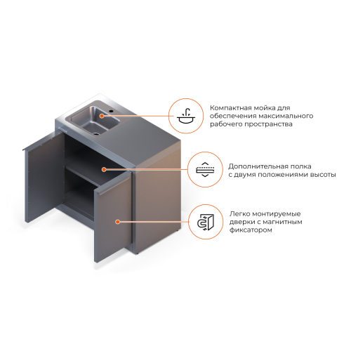 Тумба с мойкой Gratar Expert ETU 900M