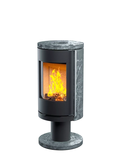 Печь-камин АСТОВ ASTOV R1.0 N К (с каменными панелями и круглой задней стенкой)