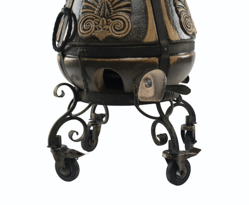 Тандыр ЭКО Греческий с откидной крышкой и откидным поддувалом на колесах