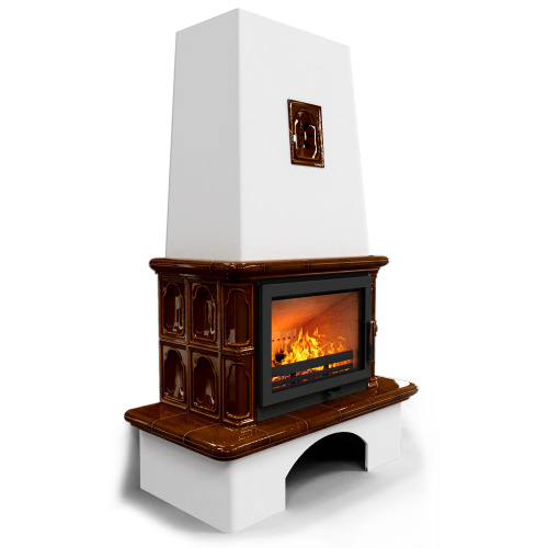 КимрПечь Изразцовый камин Гефест Каштан (топка: Ладья-700)