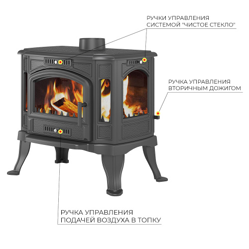 Печь-камин Везувий KZ-14РS "Антрацит" (конфорки)