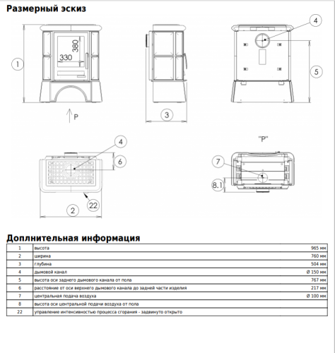 Печь-камин ABX Bavaria LI, с чугунной топкой, с кафельным цоколем