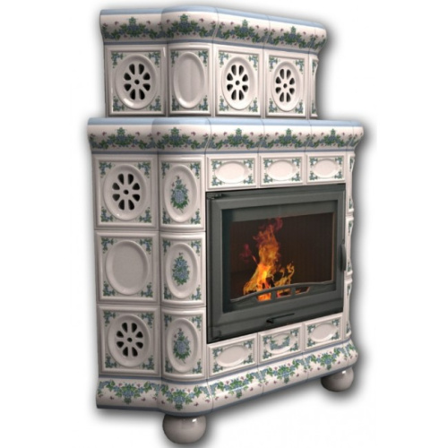 Камин КимрПечь Медальон угловой двухярусный Незабудка