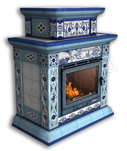 Камин КимрПечь Билибин пристенный двухъярусный Зима