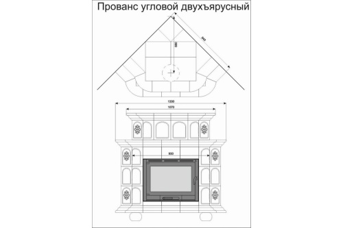 Камин КимрПечь Прованс угловой двухъярусный Луг