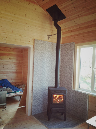 Комплект КПД ЧЁРНЫЙ Ф150  для подключения печи-камина через потолок 