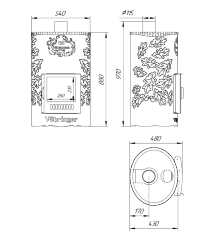 Печь для бани Ферингер Уют ПФ до 25 м³ (кожух в ассортименте)
