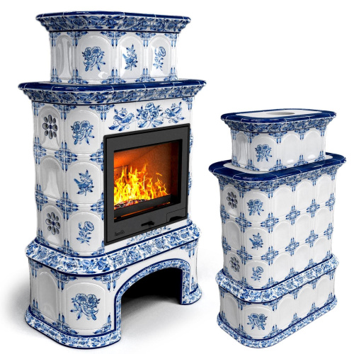 КимрПечь Прованс с дровником центральный двухъярусный Дельфт (топка: Ладья-600)