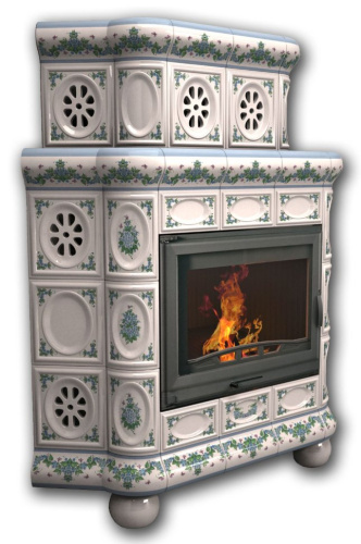 Камин КимрПечь Медальон угловой двухярусный Незабудка