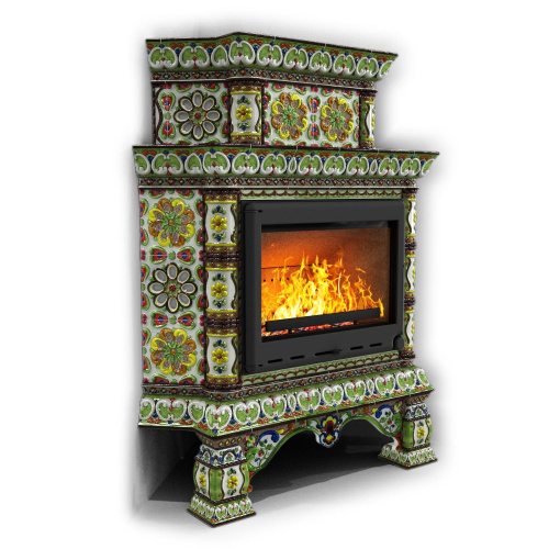 КимрПечь Изразцовая печь Кострома угловой двухъярусный Июнь (топка: Ладья-600)