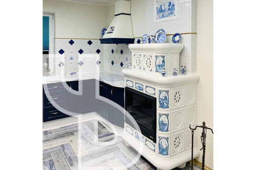 Камин КимрПечь Медальон угловой двухярусный Незабудка