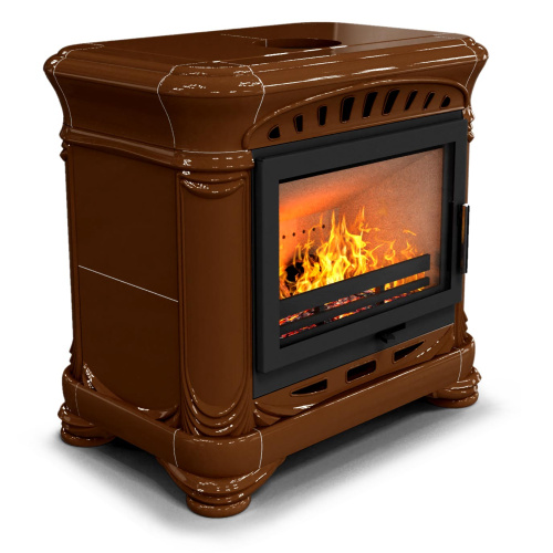 КимрПечь Камин с изразцами Модерн центральный Шоколад (топка: Ладья-700)