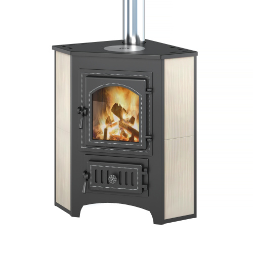 Печь-камин ВЕЗУВИЙ ПК-01 угловой с конфоркой бежевый (220)